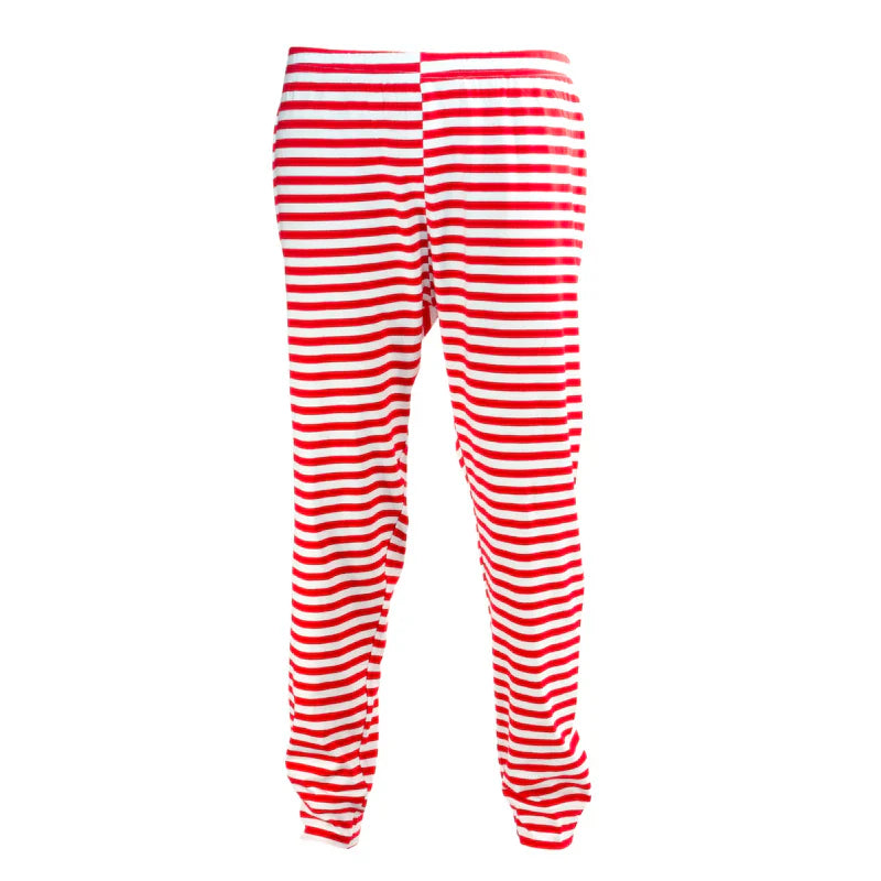 Women’s Personalised Christmas Pyjamas – Red & White Stripes | Matching Family PJs