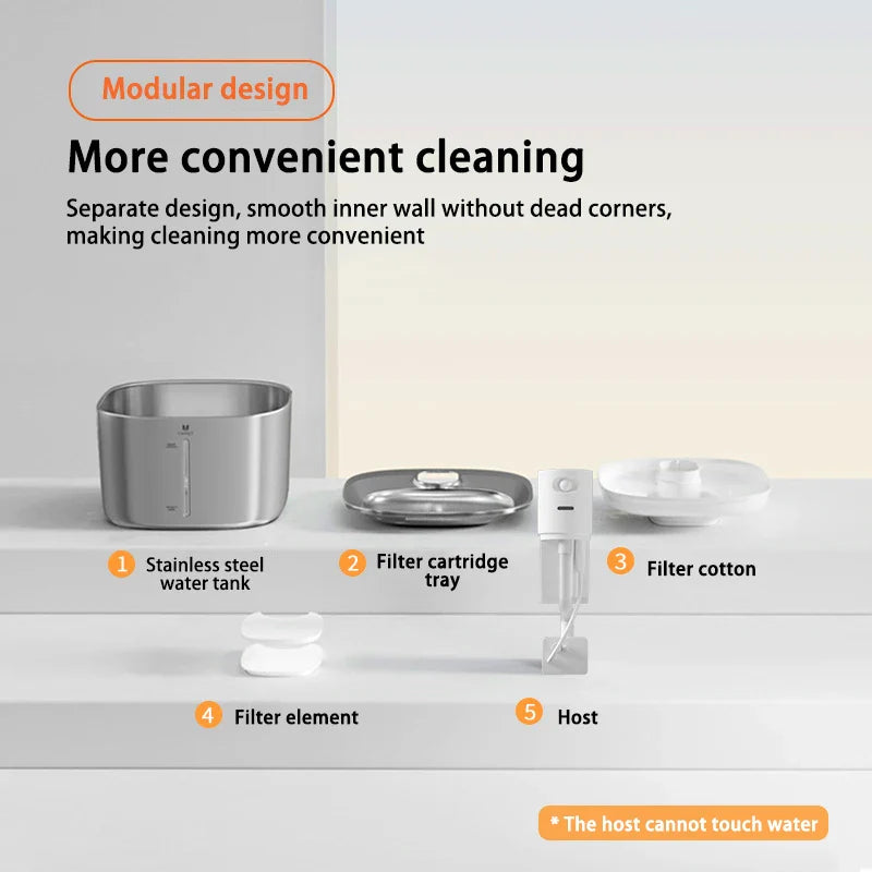 Wireless Pet Water Fountain – 4L Stainless Steel, Battery‑Operated with Sensor Modes