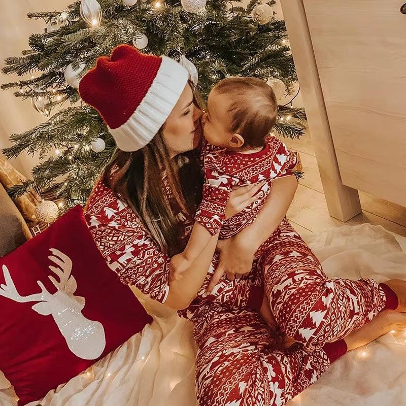 Matching Christmas Pajamas Set – Reindeer Print Family Sleepwear for Adults, Kids & Babies